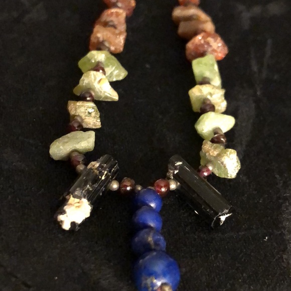 VTG 24”Green Garnet/Garnet/Tourmaline/Lapis lazuli/Etc -Natural Stone Necklace - Picture 9 of 16